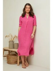 Curvy Lady Lniana sukienka w kolorze różowym rozmiar: 44/46. Różowe sukienki damskie Curvy Lady, bez wzorów, ze lnu, klasyczne, bez ramiączek. Za 259.13 zł.