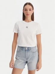 Calvin Klein Jeans T-Shirt LV047AB213 Biały Regular Fit. Białe t-shirty damskie Calvin Klein Jeans, xl, bez wzorów, z bawełny, bez kołnierzyka. Za 209.99 zł.