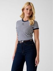 Guess T-Shirt 181609 Biały Classic Fit. Białe t-shirty damskie Guess, l, z aplikacjami, bez kołnierzyka. Za 174.99 zł.