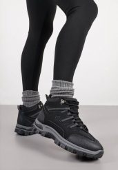 Czarne Sznurowane Buty Trekkingowe Traperki Vices na Grubej Podeszwie Afertie. Czarne trapery damskie Born2be, z jeansu, za kostkę, bez zapięcia. Za 99.99 zł.