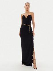 Elisabetta Franchi Sukienka wieczorowa AB-629-46E2-V690 Czarny Slim Fit. Czarne sukienki damskie Elisabetta Franchi, bez wzorów, z syntetyku, wizytowe, bez ramiączek. Za 1,629.00 zł.