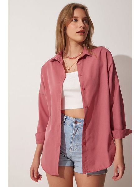 Happiness Istanbul Koszula w kolorze jasnoróżowym rozmiar: 38. Różowe koszule damskie Happiness Istanbul, bez wzorów, bez kołnierzyka, bez ramiączek. Za 52.42 zł.