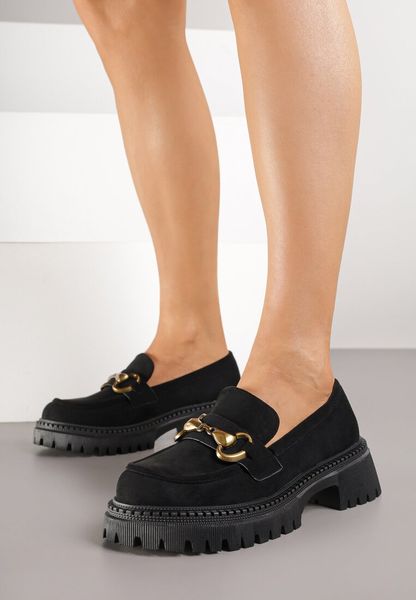 Czarne Mokasyny z Metaliczną Klamrą Tenelsse. Czarne mokasyny damskie Born2be, z jeansu, bez obcasa. Za 99.99 zł.