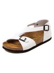 Comfortfusse Skórzane sandały w kolorze białym rozmiar: 40. Białe sandały damskie Comfortfüße, bez wzorów, z nubiku, z otwartym noskiem, bez obcasa, bez zapięcia. Za 239.99 zł.