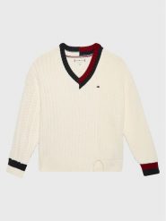 Tommy Hilfiger Sweter KG0KG06903 Écru Oversize. Swetry dziewczęce Tommy Hilfiger, bez wzorów, z syntetyku, bez kołnierzyka, bez ramiączek. Za 379.99 zł.