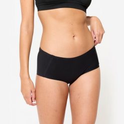 Bokserki sportowe damskie. Czarne bokserki damskie Decathlon, w ażurowe wzory, z elastanu. Za 29.99 zł.