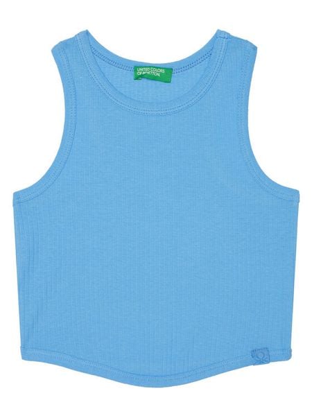 United Colors Of Benetton Top 31H3CH01F Niebieski Slim Fit. Niebieskie koszulki i t-shirty dziewczęce United Colors Of Benetton, bez wzorów, z bawełny, bez kołnierzyka, bez ramiączek. Za 24.99 zł.