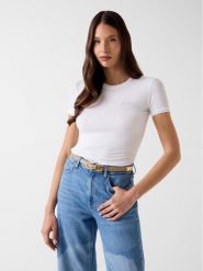Guess T-Shirt 183551 Biały Classic Fit. Białe t-shirty damskie Guess, s, z aplikacjami, bez kołnierzyka. Za 174.99 zł.