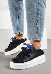 Czarno-Białe Sneakersy Ozdobione Podwójnym Wiązaniem Zdivane. Czarne obuwie sportowe damskie Born2be, bez zapięcia. Za 89.99 zł.