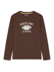 Guess Bluzka L6YI06 K3714 Brązowy Regular Fit. Brązowe t-shirty i koszulki chłopięce Guess, z aplikacjami, z bawełny, bez kołnierzyka, bez ramiączek. Za 94.99 zł.
