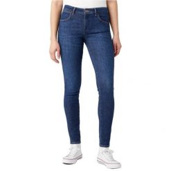 DAMSKIE SPODNIE WRANGLER SKINNY DORA 112342776. Rurki damskie Wrangler, bez wzorów, z jeansu. Za 219.99 zł.