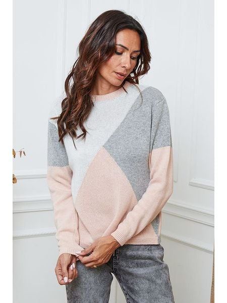 So Cachemire Sweter "Lanos" w kolorze jasnoróżowo-szaro-białym rozmiar: XL. Białe swetry klasyczne damskie So Cachemire, xl, z kaszmiru, bez kołnierzyka. Za 231.68 zł.