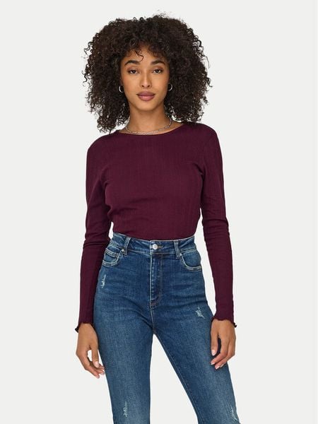 ONLY Bluzka Carlotta 15291987 Fioletowy Regular Fit. Fioletowe bluzki damskie Only, m, bez wzorów, z bawełny, bez kołnierzyka, bez ramiączek. Za 99.99 zł.