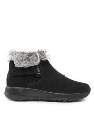 Skechers Botki On-The-Go Joy 144041/BKGY Czarny. Czarne botki damskie Skechers, ze skóry, bez obcasa, na płaskiej podeszwie, bez zapięcia. Za 279.00 zł.