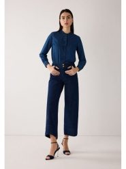 More & More Bluzka dżinsowa w kolorze granatowym rozmiar: 40. Niebieskie bluzki damskie More & More, bez wzorów, z bawełny, bez kołnierzyka, bez ramiączek. Za 193.24 zł.