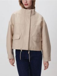 Kurtka ze stójką - beżowy. Brązowe kurtki damskie Reserved, l, bez wzorów, z bawełny, bez kaptura. Za 199.99 zł.