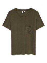 Vero Moda Koszulka w kolorze khaki rozmiar: XL. Brązowe koszulki damskie Vero Moda, xl, bez wzorów, z koronki, bez kołnierzyka, bez ramiączek. Za 70.08 zł.
