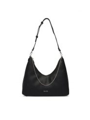 Calvin Klein Torebka Emblem Hw Pebble Shoulder Bag LV04F3495G Czarny. Czarne torebki klasyczne damskie Calvin Klein, ze skóry, bez dodatków. Za 569.99 zł.