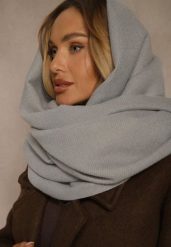 Ciemnoszary Szalik z Bawełny i Wiskozy o Klasycznym Fasonie z Frędzlami Vetirosa. Szare szaliki damskie Renee, bez wzorów, z bawełny. Za 39.99 zł.