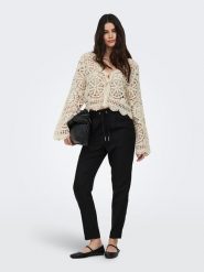 ONLY Sweter w kolorze beżowym rozmiar: L. Brązowe swetry klasyczne damskie Only, l, z bawełny, bez kołnierzyka. Za 113.63 zł.