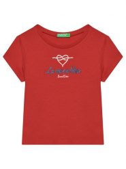 United Colors Of Benetton T-Shirt 3I1XG10J2 Czerwony Regular Fit. Czerwone koszulki i t-shirty dziewczęce United Colors Of Benetton, bez wzorów, z bawełny, bez kołnierzyka, bez ramiączek. Za 29.99 zł.