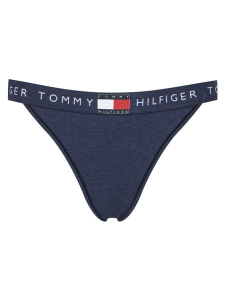 Tommy Hilfiger Stringi UW0UW06095 Granatowy. Niebieskie stringi Tommy Hilfiger, bez wzorów, z bawełny. Za 59.99 zł.