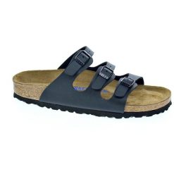 Klapki damskie Birkenstock Florida Birkoflor. Czarne klapki damskie Birkenstock, bez wzorów, z materiału, bez obcasa, bez zapięcia. Za 662.00 zł.