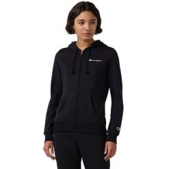 Bluza damska Champion Full Zip Hoodie Sweatshirt. Czarne bluzy damskie Champion, m, bez wzorów, z bawełny, z kapturem. Za 221.99 zł.