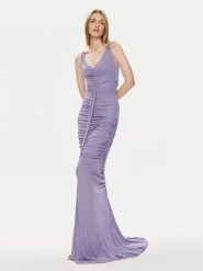 Elisabetta Franchi Sukienka wieczorowa AB-590-42E2-V780 Fioletowy Regular Fit. Fioletowe sukienki damskie Elisabetta Franchi, bez wzorów, z wiskozy, wizytowe, bez ramiączek. Za 3,989.00 zł.