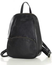 Elegancki plecak damski skórzany miejski minimalizm - MARCO MAZZINI czarny. Czarne plecaki bez wzorów. Za 399.00 zł.