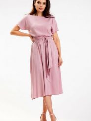 Sukienka Model A576 Dirty Pink - awama. Różowe sukienki damskie Awama, bez wzorów, z wiskozy, biznesowe, bez ramiączek. Za 307.52 zł.