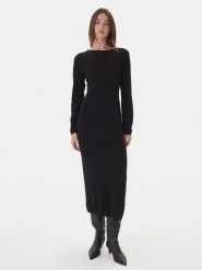 Kontatto Sukienka dzianinowa 3M0964C Czarny Slim Fit. Czarne sukienki damskie Kontatto, bez wzorów, z dzianiny, bez ramiączek. Za 329.99 zł.