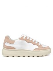 Geox Sneakersy D Spherica Ec4.1 D55TCA 08522 C1Z8Z Biały. Białe obuwie sportowe damskie Geox, ze skóry, bez zapięcia. Za 379.99 zł.
