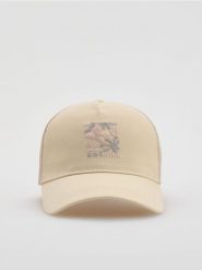 Czapka z daszkiem z haftem - kremowy. Białe czapki z daszkiem damskie Reserved, bez wzorów. Za 59.99 zł.