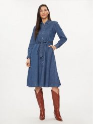United Colors Of Benetton Sukienka jeansowa 4RZKDV07A Niebieski Regular Fit. Niebieskie sukienki damskie United Colors Of Benetton, bez wzorów, z bawełny, bez ramiączek. Za 219.99 zł.