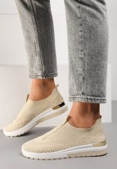 Jasnobeżowe Buty Sportowe Hypnerus. Brązowe obuwie sportowe casual damskie Renee, z jeansu. Za 29.99 zł.