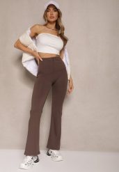 Brązowe Spodnie Dzwony High Waist Odavia. Brązowe spodnie materiałowe damskie Renee, bez wzorów, z jeansu. Za 59.99 zł.