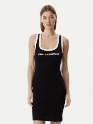 KARL LAGERFELD Sukienka codzienna B2W46087 Czarny Slim Fit. Czarne sukienki damskie KARL LAGERFELD, bez wzorów, z bawełny, bez ramiączek. Za 389.99 zł.