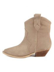 Loft37 Skórzane botki w kolorze beżowym rozmiar: 41. Brązowe botki damskie loft37, bez obcasa, bez zapięcia. Za 253.54 zł.