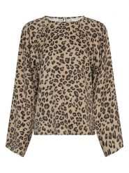 MOSS COPENHAGEN Bluzka w kolorze beżowo-czarnym rozmiar: XL. Brązowe bluzki damskie Moss Copenhagen, xl, bez wzorów, z wiskozy, bez kołnierzyka, bez ramiączek. Za 156.98 zł.