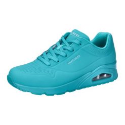 Buty do chodzenia damskie Skechers 73690TURQ. Niebieskie obuwie sportowe damskie Skechers, bez zapięcia, trekkingowe. Za 370.99 zł.