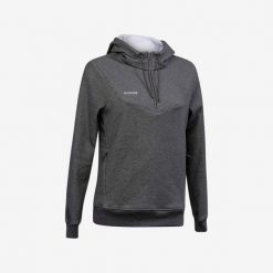 Bluza do hokeja na trawie FH500 damska. Szare bluzy damskie KOROK, l, bez wzorów, z bawełny, z kapturem. Za 179.99 zł.