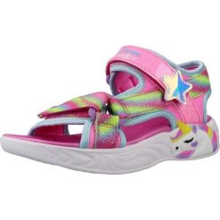 Sandały SKECHERS DREAMY UNICORNS Rose. Czerwone sandały damskie Skechers, bez wzorów, z tkaniny, bez obcasa, bez zapięcia. Za 196.99 zł.