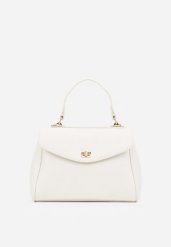 Biała Torebka Typu Kuferek z Rączką i Klapą z Paskiem Crossbody Phoebyne. Białe kuferki damskie Renee, bez wzorów, z jeansu, bez dodatków. Za 119.99 zł.