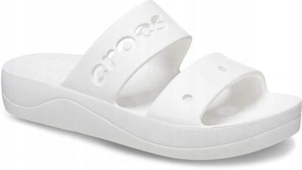 Klapki Dla Dorosłych Crocs Baya Platform. Białe klapki damskie Crocs, bez wzorów, z materiału, bez obcasa, bez zapięcia. Za 139.99 zł.