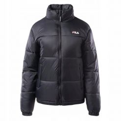 KURTKA DAMSKA ZIMOWA FILA PUCHOWA SANDIA PUFF FS-0490-80010-XS. Czarne kurtki damskie Fila, na zimę, uniwersalny, bez wzorów, z dresówki, bez kaptura. Za 419.00 zł.