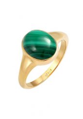 Elli PREMIUM Ladies Signet Ring Elegant Green z Malachitem 925 Sterling Silver platerowany złotem Pierścionki 1 ct Damski. Szare pierścionki damskie Elli PREMIUM, z malachitem, pozłacane. Za 313.64 zł.
