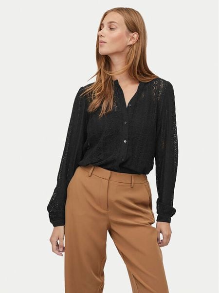 Vila Koszula Chikka 14082977 Czarny Regular Fit. Czarne koszule damskie Vila, l, bez wzorów, z syntetyku, bez kołnierzyka, bez ramiączek. Za 119.99 zł.