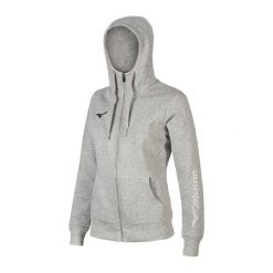 Damska bluza z kapturem Mizuno FZ. Szare bluzy damskie Mizuno, l, bez wzorów, z bawełny, z kapturem. Za 240.50 zł.