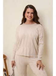 Curvy Lady Sweter w kolorze beżowym rozmiar: 44/46. Brązowe swetry klasyczne damskie Curvy Lady, bez kołnierzyka. Za 127.35 zł.